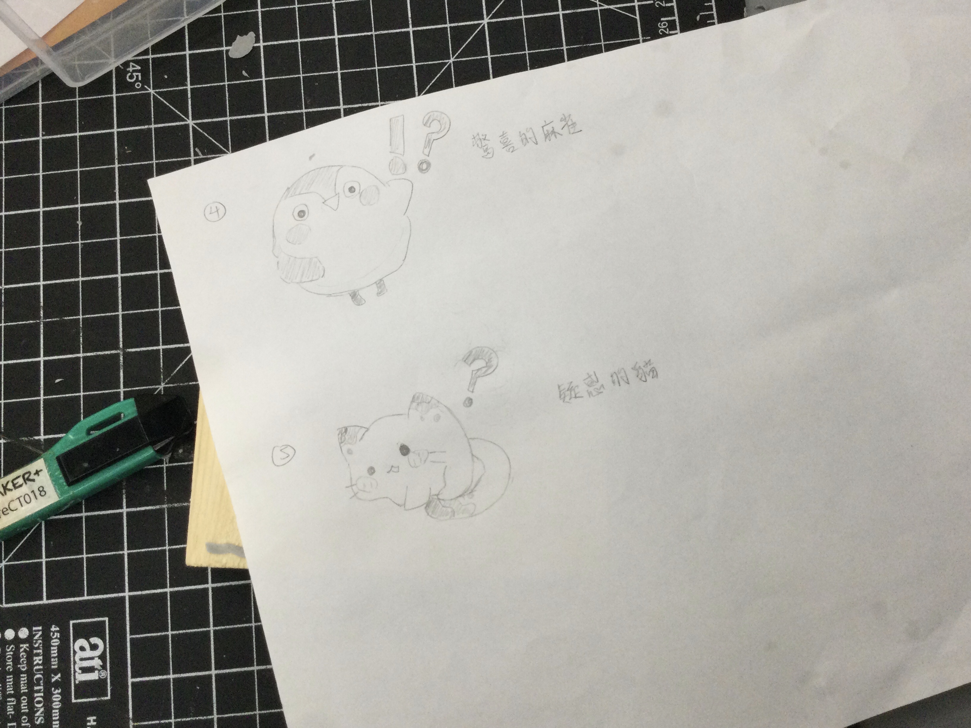 貓和鳥草圖